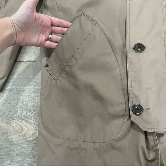 J Crew Wedgewood Trench Coat Mens L Brown Lightweight Button Front Felix Patch - Picture 5 of 13